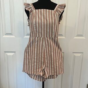 SHEIN Brown, Cream, and Pink Striped Romper